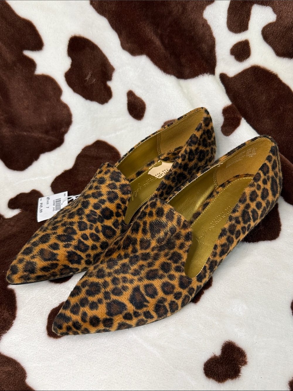 Christian Siriano Leopard-Print Pointed Slip-On Flats in Brown and Black
